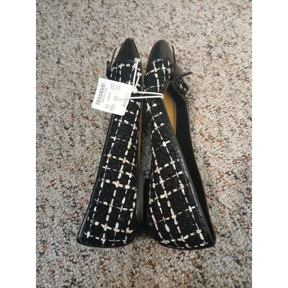 NEW J Crew‎ Factory Tweed Cap Toe Ballet Flats Gold Black Women's Size 9-M - Picture 6 of 7